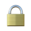 A brass-colored padlock.