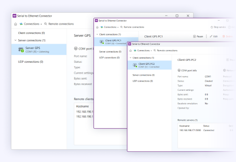 You can manage the connections either from the central computer or from the device hosts